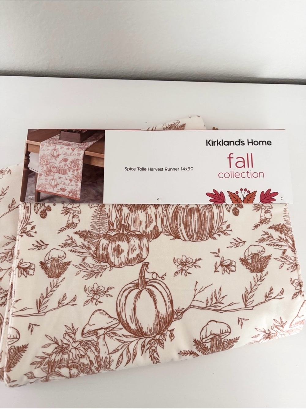 KIRKLANDS Spice Toile Harvest Runner 14”x90” NWT